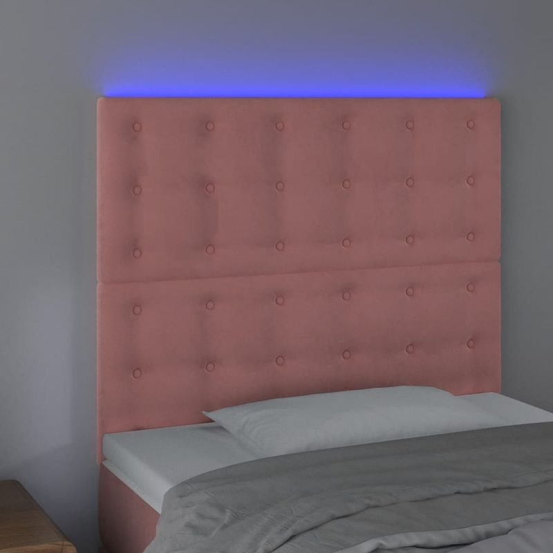 Casa si Gradina - Mobilier - Paturi si accesorii - Accesorii paturi - Tablie de pat cu LED, roz, 90x5x118/128 cm, catifea - Infinity.ro