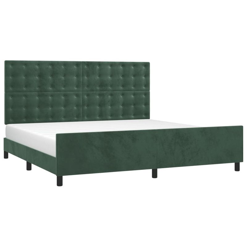 Casa si Gradina - Mobilier - Paturi si accesorii - Paturi - Cadru de pat cu tablie, verde inchis, 200x200 cm, catifea - Infinity.ro