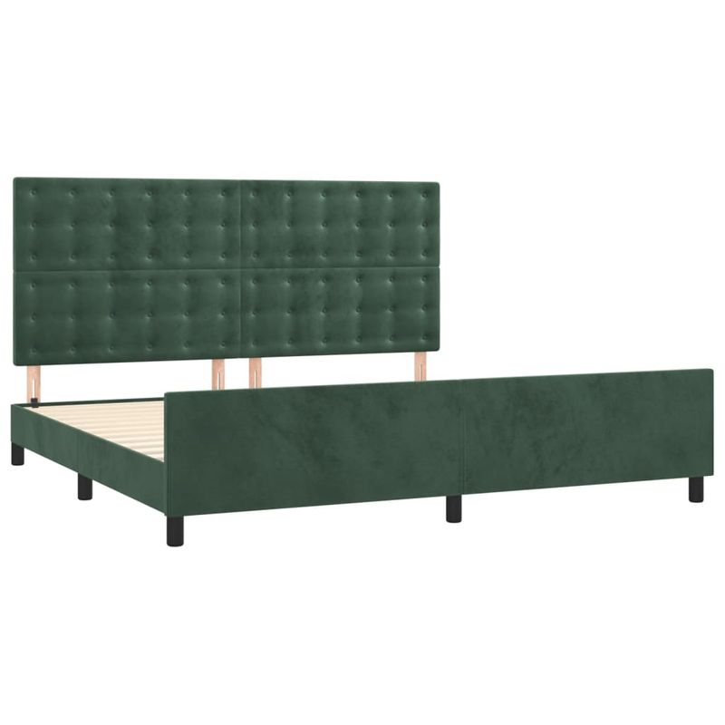 Casa si Gradina - Mobilier - Paturi si accesorii - Paturi - Cadru de pat cu tablie, verde inchis, 200x200 cm, catifea - Infinity.ro