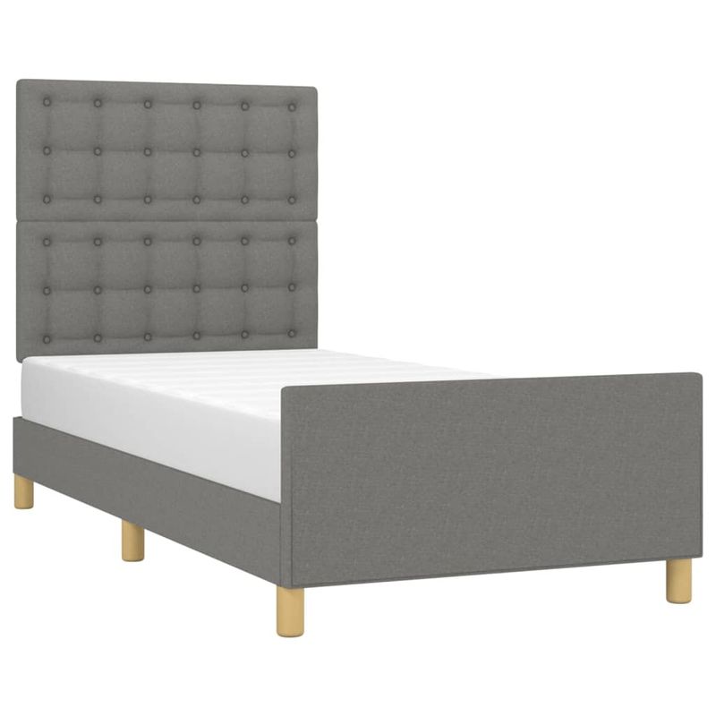 Casa si Gradina - Mobilier - Paturi si accesorii - Paturi - Cadru de pat cu tablie, gri inchis, 90x200 cm, textil - Infinity.ro