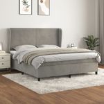 Casa si Gradina - Mobilier - Paturi si accesorii - Paturi - Pat box spring cu saltea, gri deschis, 180x200 cm, catifea - Infinity.ro
