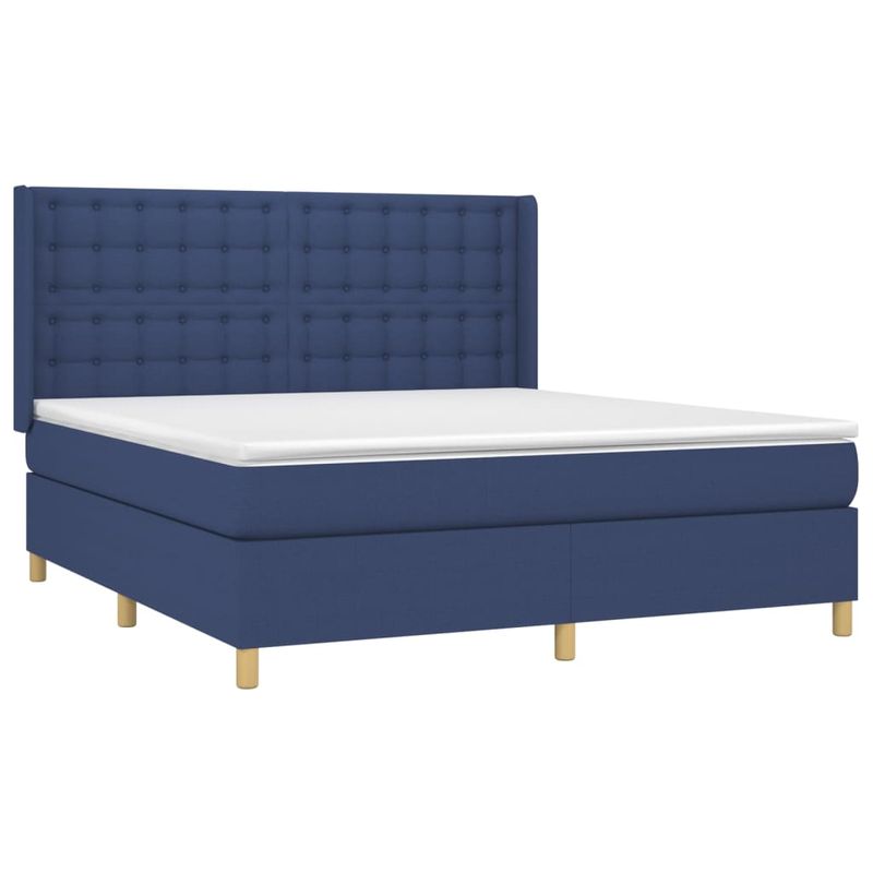 Casa si Gradina - Mobilier - Paturi si accesorii - Paturi - Pat box spring cu saltea, albastru, 180x200 cm, material textil - Infinity.ro