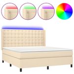 Casa si Gradina - Mobilier - Paturi si accesorii - Paturi - Pat cu arcuri, saltea si LED, crem, 180x200 cm, textil - Infinity.ro