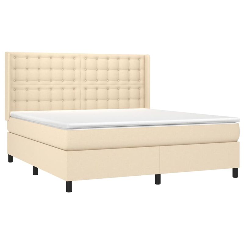 Casa si Gradina - Mobilier - Paturi si accesorii - Paturi - Pat cu arcuri, saltea si LED, crem, 180x200 cm, textil - Infinity.ro