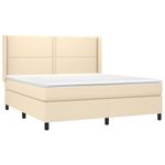 Casa si Gradina - Mobilier - Paturi si accesorii - Paturi - Pat cu arcuri, saltea si LED, crem, 180x200 cm, textil - Infinity.ro