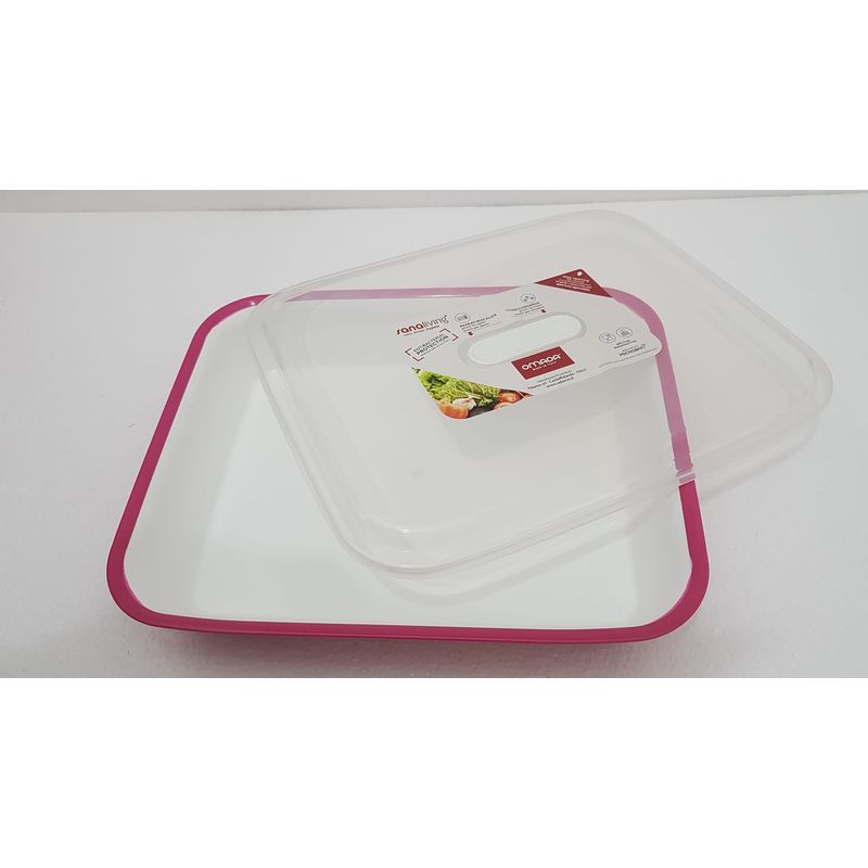 Casa si Gradina - Bucatarie si vesela - Ustensile bucatarie - Tavi servire - Tava Platou SanaLiving cu capac 21x25.5x5.5 cm 1.5L - Fucsia - Infinity.ro