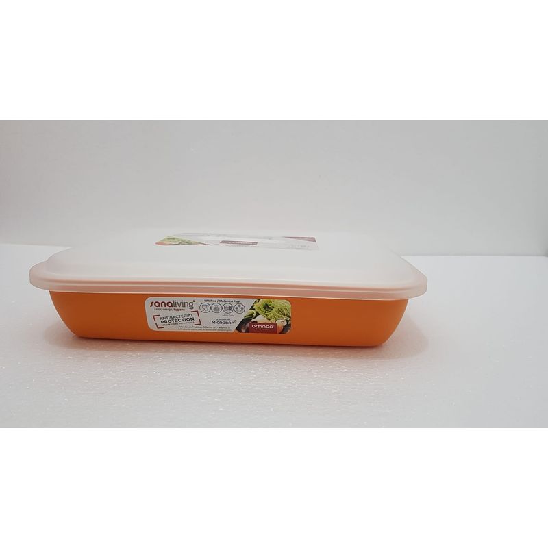 Casa si Gradina - Bucatarie si vesela - Ustensile bucatarie - Tavi servire - Tava Platou SanaLiving cu capac 21x25.5x5.5 cm 1.5L - Portocaliu - Infinity.ro