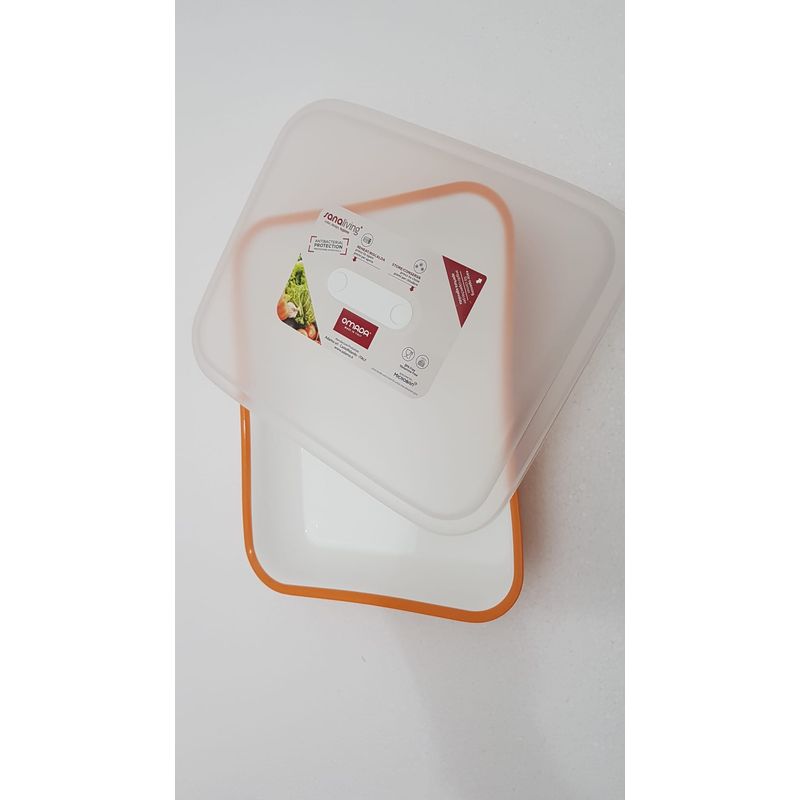 Casa si Gradina - Bucatarie si vesela - Ustensile bucatarie - Tavi servire - Tava Platou SanaLiving cu capac 21x25.5x5.5 cm 1.5L - Portocaliu - Infinity.ro