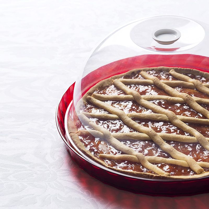 Casa si Gradina - Bucatarie si vesela - Ustensile bucatarie - Tavi servire - Tava Platou de tort cu capac DIAMOND ø 36 X h 16,5 cm - rosu - Infinity.ro