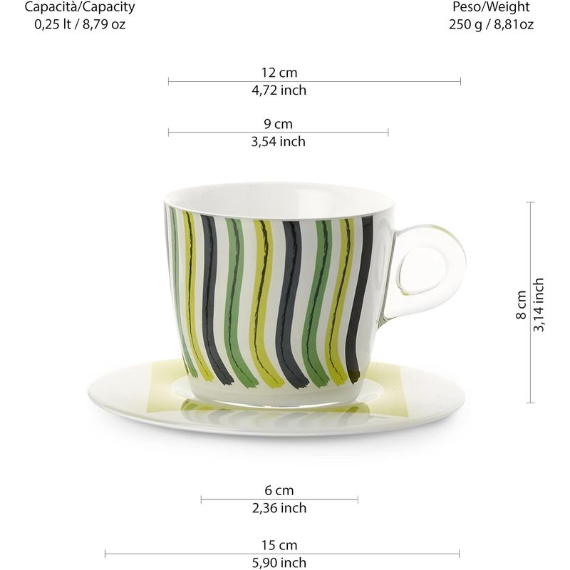 Casa si Gradina - Bucatarie si vesela - Cani si pahare - Cani si cesti - Set 2 cesti cu 2 farfurioare asortate PlexArt 9x6x8 cm - Swing - Infinity.ro