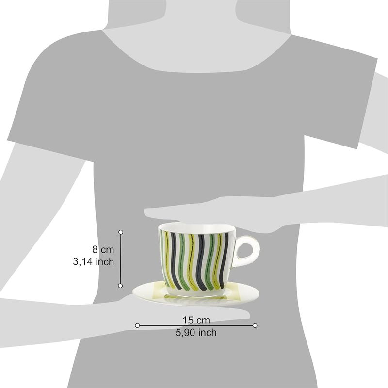 Casa si Gradina - Bucatarie si vesela - Cani si pahare - Cani si cesti - Set 2 cesti cu 2 farfurioare asortate PlexArt 9x6x8 cm - Swing - Infinity.ro