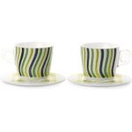 Casa si Gradina - Bucatarie si vesela - Cani si pahare - Cani si cesti - Set 2 cesti cu 2 farfurioare asortate PlexArt 9x6x8 cm - Swing - Infinity.ro