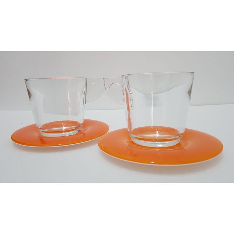 Casa si Gradina - Bucatarie si vesela - Cani si pahare - Cani si cesti - Set de 2 cani de ceai cu farfurioare Eat Pop 15 x 15 x H10cm 35cl fiecare - portocaliu - Infinity.ro