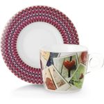 Casa si Gradina - Bucatarie si vesela - Cani si pahare - Cani si cesti - Set 2 cesti cu 2 farfurioare asortate PlexArt 9x6x8 cm - Love - Infinity.ro