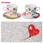 Casa si Gradina - Bucatarie si vesela - Cani si pahare - Cani si cesti - Set 2 cesti cu 2 farfurioare asortate PlexArt 9x6x8 cm - Heart - Infinity.ro