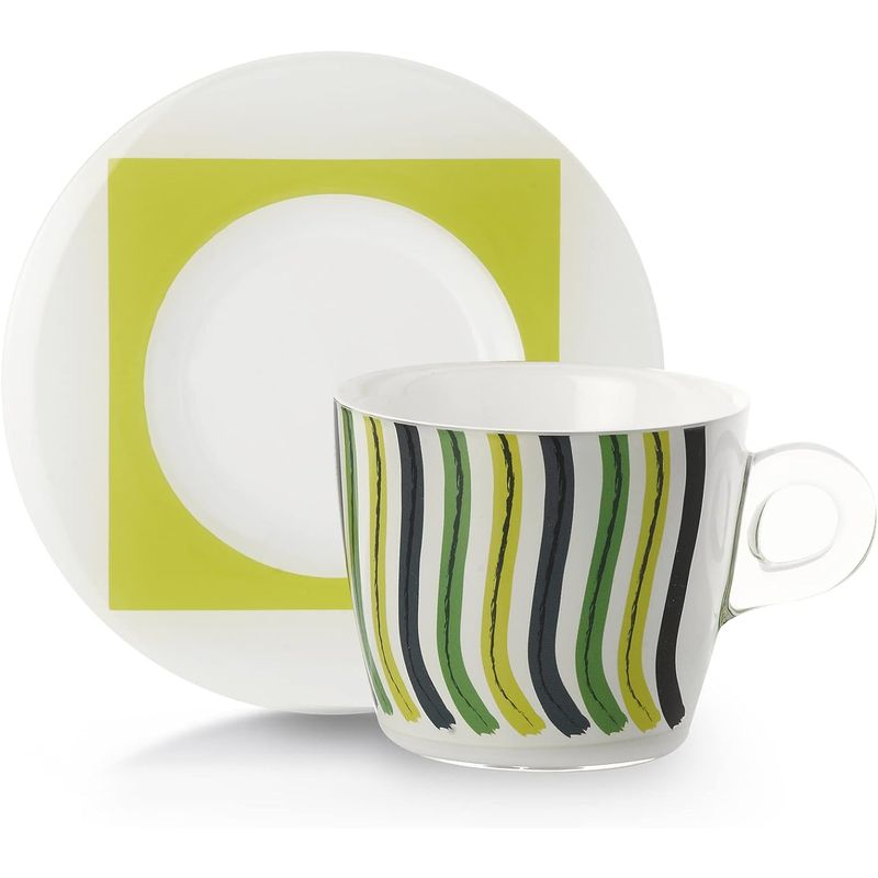 Casa si Gradina - Bucatarie si vesela - Cani si pahare - Cani si cesti - Set 2 cesti cu 2 farfurioare asortate PlexArt 9x6x8 cm - Swing - Infinity.ro