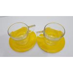 Casa si Gradina - Bucatarie si vesela - Cani si pahare - Cani si cesti - Set de 2 cani de ceai cu farfurioare Eat Pop 15 x 15 x H10cm 35cl fiecare - galben - Infinity.ro