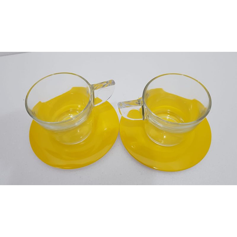 Casa si Gradina - Bucatarie si vesela - Cani si pahare - Cani si cesti - Set de 2 cani de ceai cu farfurioare Eat Pop 15 x 15 x H10cm 35cl fiecare - galben - Infinity.ro