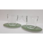 Casa si Gradina - Bucatarie si vesela - Cani si pahare - Cani si cesti - Set de 2 cani de ceai cu farfurioare Eat Pop 15 x 15 x H10cm 35cl fiecare - verde salvie - Infinity.ro