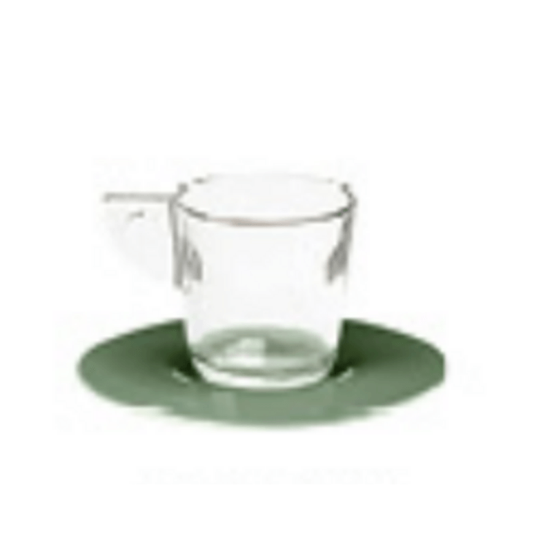 Casa si Gradina - Bucatarie si vesela - Cani si pahare - Cani si cesti - Set de 2 cani de ceai cu farfurioare Eat Pop 15 x 15 x H10cm 35cl fiecare - verde salvie - Infinity.ro