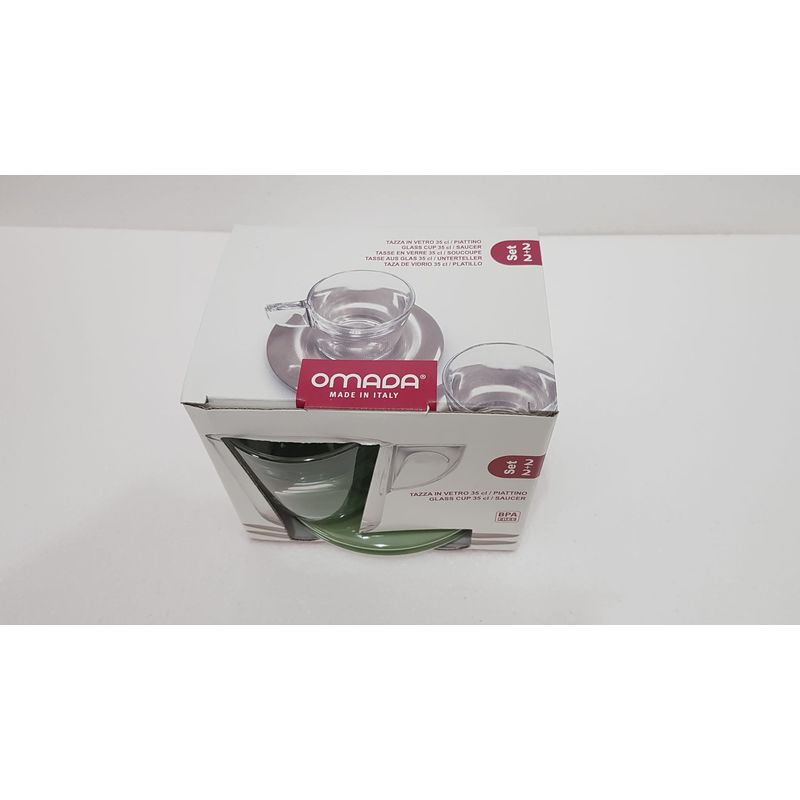 Casa si Gradina - Bucatarie si vesela - Cani si pahare - Cani si cesti - Set de 2 cani de ceai cu farfurioare Eat Pop 15 x 15 x H10cm 35cl fiecare - verde salvie - Infinity.ro