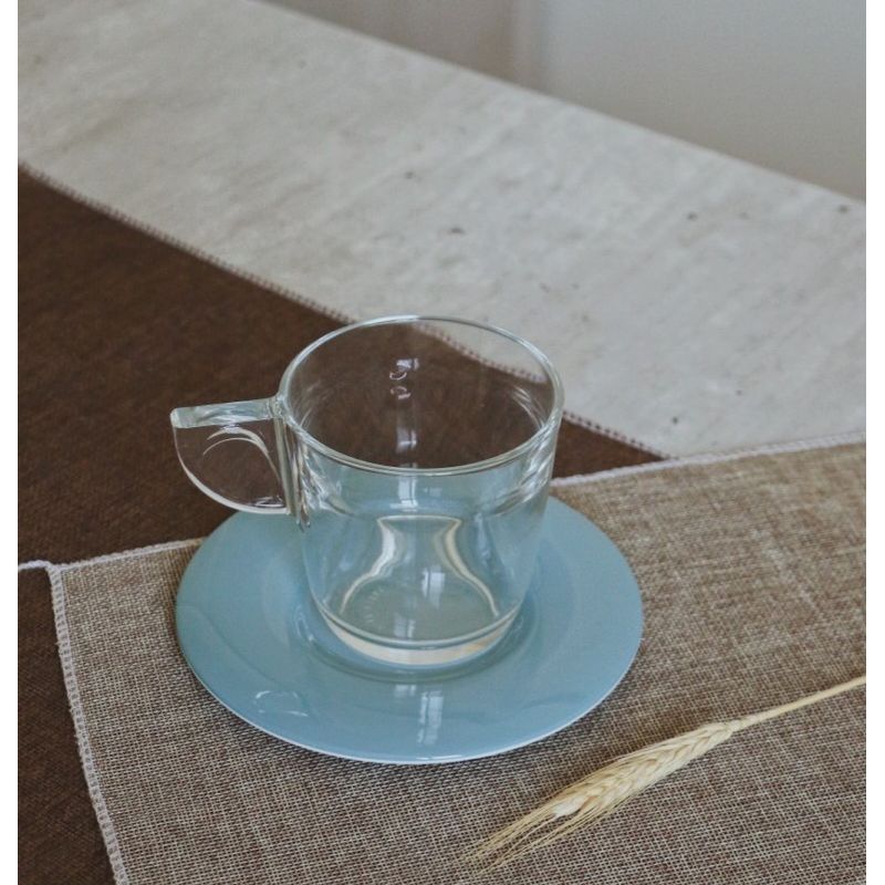 Casa si Gradina - Bucatarie si vesela - Cani si pahare - Cani si cesti - Set de 2 cani de ceai cu doua farfurioare Eat Pop 15 x 15 x H10cm 35cl fiecare -vintage blue - Infinity.ro