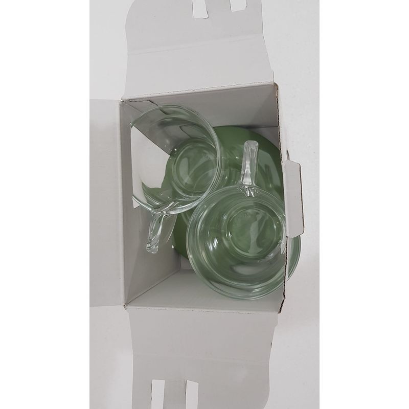 Casa si Gradina - Bucatarie si vesela - Cani si pahare - Cani si cesti - Set de 2 cani de ceai cu farfurioare Eat Pop 15 x 15 x H10cm 35cl fiecare - verde salvie - Infinity.ro