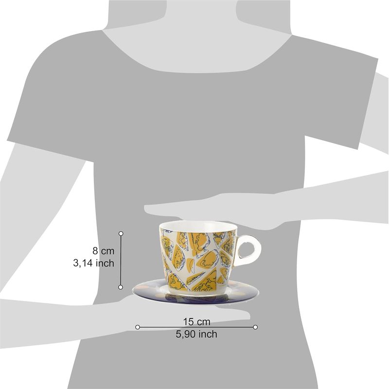 Casa si Gradina - Bucatarie si vesela - Cani si pahare - Cani si cesti - Set 2 cesti cu 2 farfurioare asortate PlexArt 9x6x8 cm - Nature - Infinity.ro