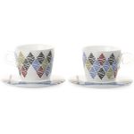 Casa si Gradina - Bucatarie si vesela - Cani si pahare - Cani si cesti - Set 2 cesti cu 2 farfurioare asortate PlexArt 9x6x8 cm - Vortex - Infinity.ro