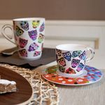 Casa si Gradina - Bucatarie si vesela - Cani si pahare - Cani si cesti - Set 2 cesti cu 2 farfurioare asortate PlexArt 9x6x8 cm - Magic Owlet - Infinity.ro