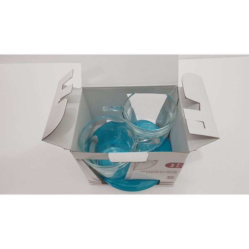 Casa si Gradina - Bucatarie si vesela - Cani si pahare - Cani si cesti - Set de 2 cani de ceai cu farfurioara Eat Pop 15 x 15 x H10cm 35cl fiecare - bleu - Infinity.ro
