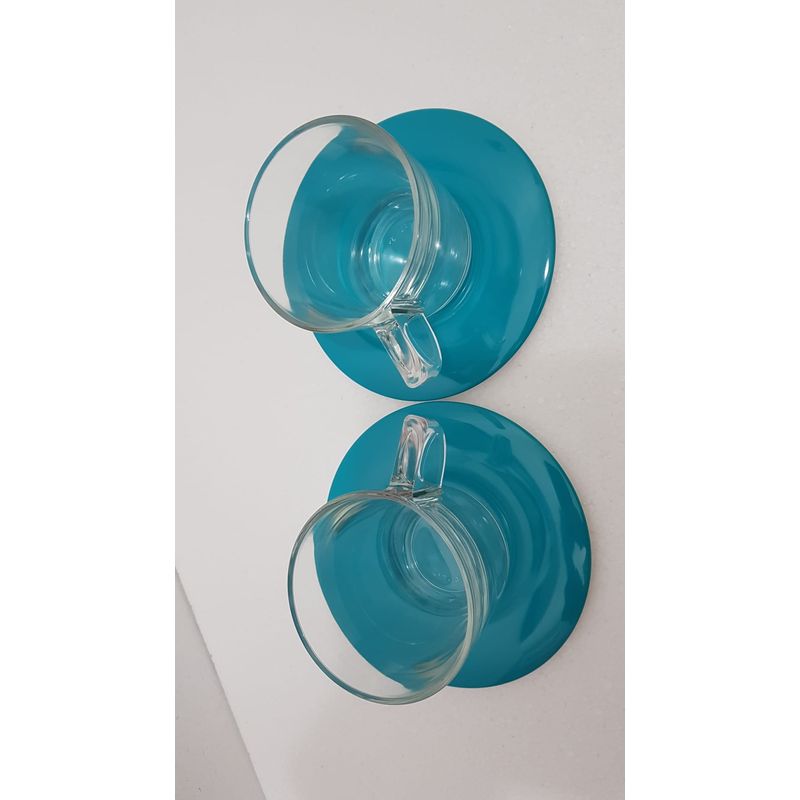 Casa si Gradina - Bucatarie si vesela - Cani si pahare - Cani si cesti - Set de 2 cani de ceai cu farfurioara Eat Pop 15 x 15 x H10cm 35cl fiecare - bleu - Infinity.ro
