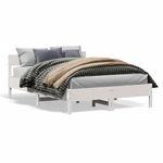 Casa si Gradina - Mobilier - Paturi si accesorii - Paturi - Cadru de pat cu tablie, alb, 120x200 cm, lemn masiv de pin - Infinity.ro
