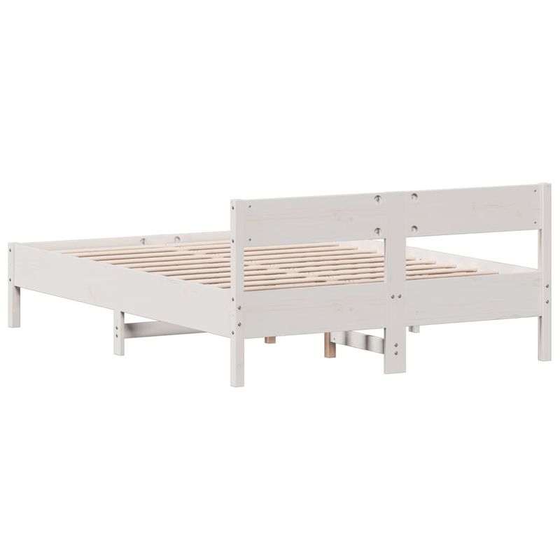 Casa si Gradina - Mobilier - Paturi si accesorii - Paturi - Cadru de pat cu tablie, alb, 120x200 cm, lemn masiv de pin - Infinity.ro
