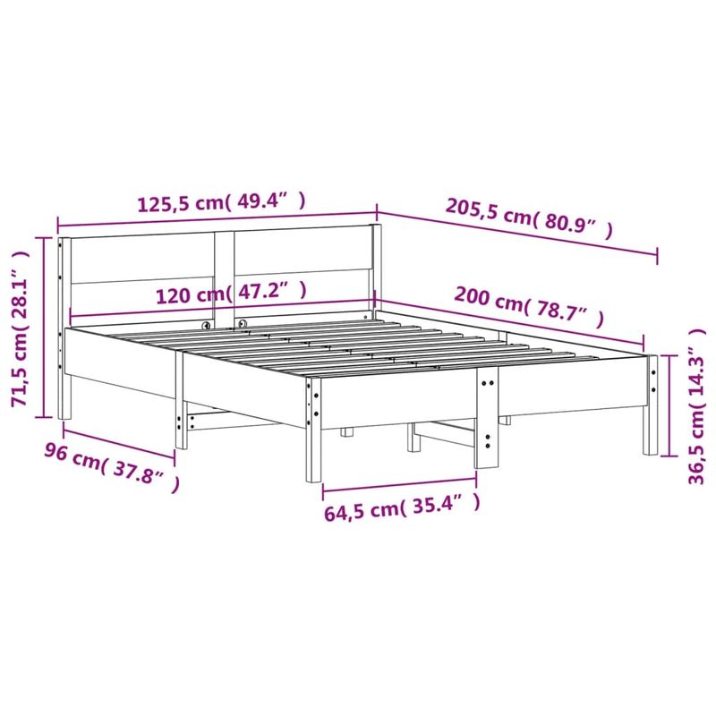 Casa si Gradina - Mobilier - Paturi si accesorii - Paturi - Cadru de pat cu tablie, alb, 120x200 cm, lemn masiv de pin - Infinity.ro