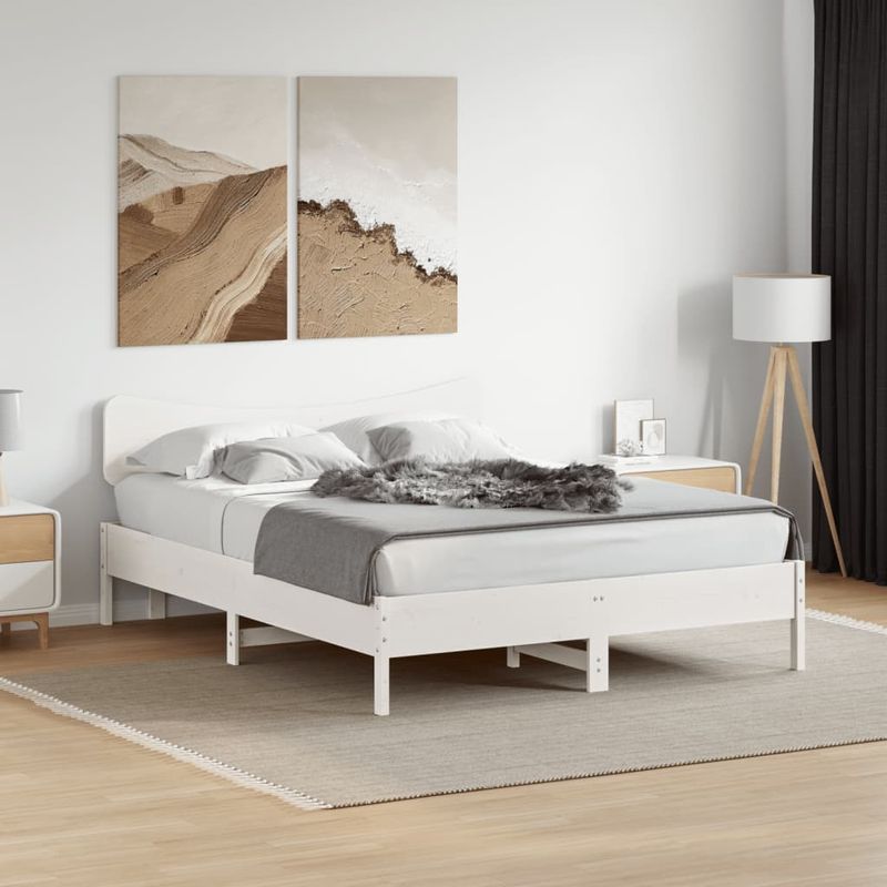 Casa si Gradina - Mobilier - Paturi si accesorii - Accesorii paturi - Tablie de pat, alb, 150 cm, lemn masiv de pin - Infinity.ro