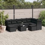 Casa si Gradina - Gradina si terasa - Mobilier exterior - Seturi mobila gradina - Set canapele de gradina cu perne, 10 piese, negru, poliratan - Infinity.ro