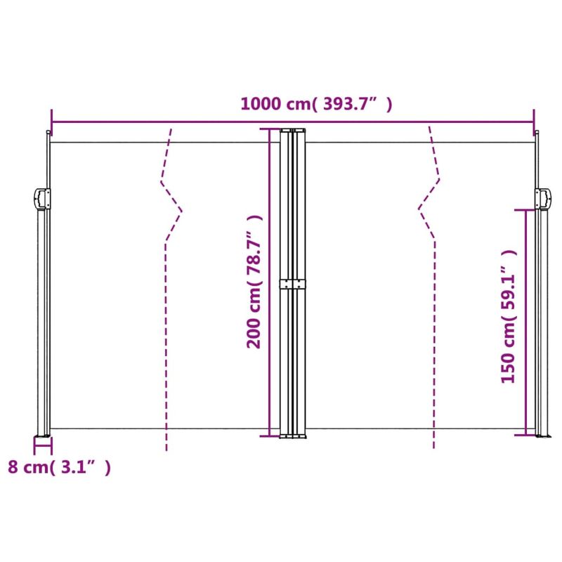 Casa si Gradina - Gradina si terasa - Umbrele si pavilioane - Umbrele - Copertina laterala retractabila, maro, 200x1000 cm - Infinity.ro
