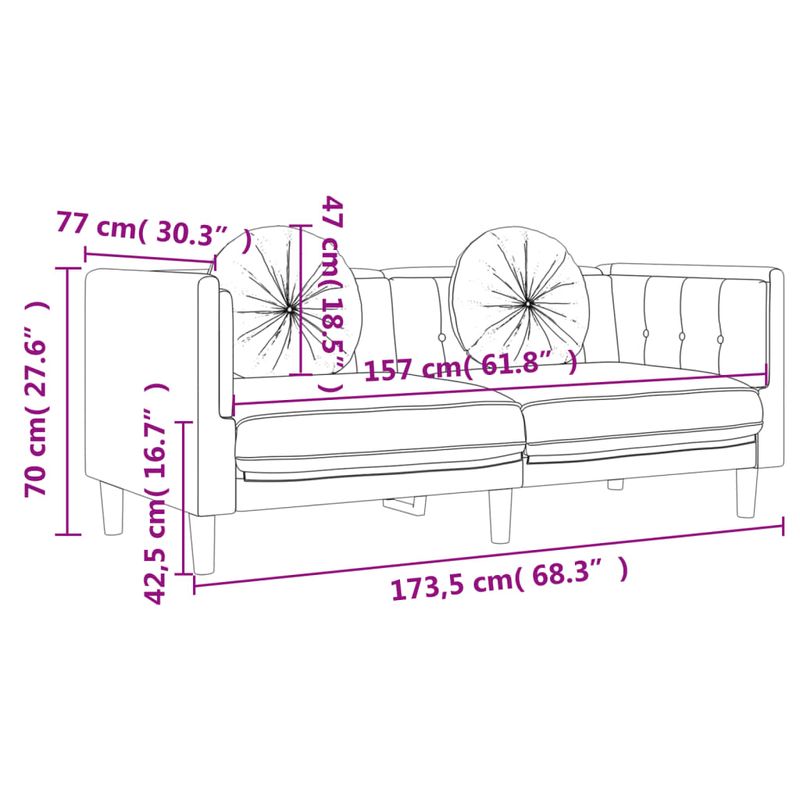 Casa si Gradina - Mobilier - Canapele si coltare - Canapele - Canapea cu perne, 2 locuri, rosu vin, catifea - Infinity.ro