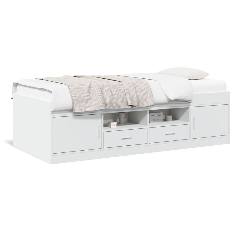 Casa si Gradina - Mobilier - Paturi si accesorii - Paturi - Cadru pat de zi cu sertare, alb, 75x190 cm, lemn prelucrat - Infinity.ro