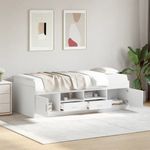 Casa si Gradina - Mobilier - Paturi si accesorii - Paturi - Cadru pat de zi cu sertare, alb, 75x190 cm, lemn prelucrat - Infinity.ro