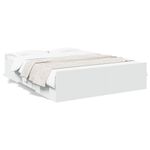 Casa si Gradina - Mobilier - Paturi si accesorii - Paturi - Cadru pat cu sertare alb extralucios 140x200 cm, lemn prelucrat - Infinity.ro