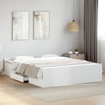 Casa si Gradina - Mobilier - Paturi si accesorii - Paturi - Cadru pat cu sertare alb extralucios 140x200 cm, lemn prelucrat - Infinity.ro