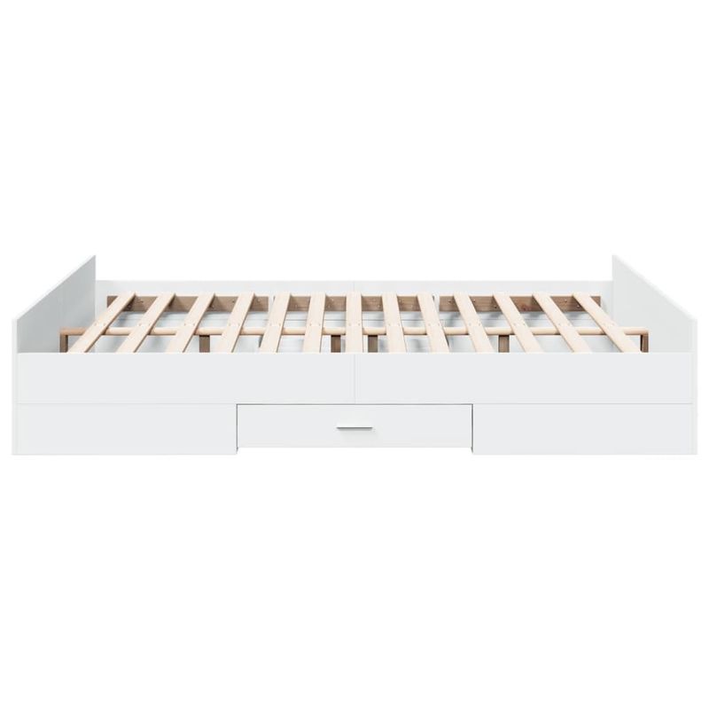 Casa si Gradina - Mobilier - Paturi si accesorii - Paturi - Cadru pat cu sertare alb extralucios 140x200 cm, lemn prelucrat - Infinity.ro