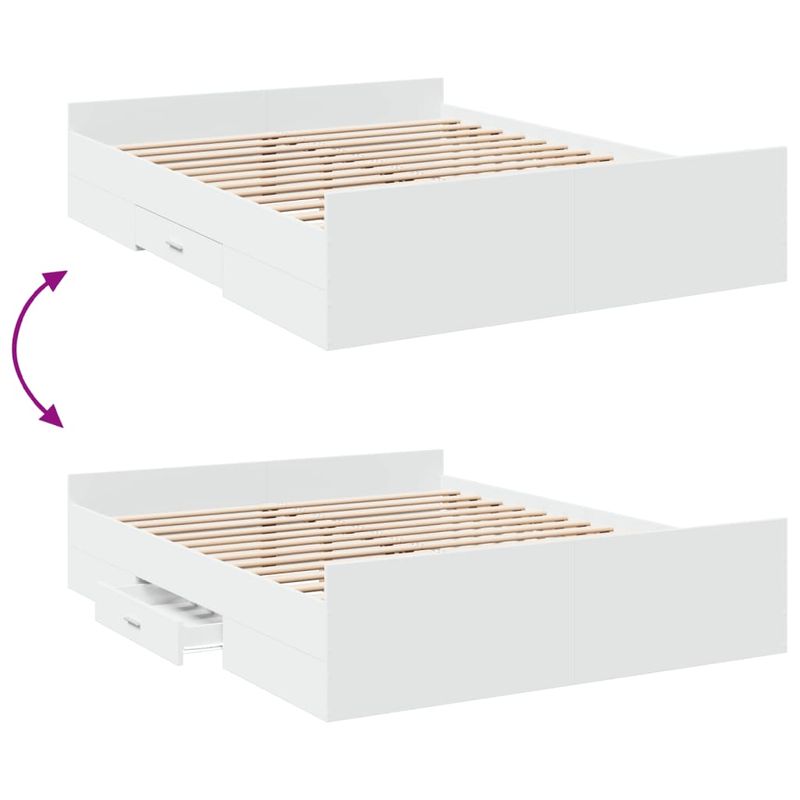 Casa si Gradina - Mobilier - Paturi si accesorii - Paturi - Cadru pat cu sertare alb extralucios 140x200 cm, lemn prelucrat - Infinity.ro