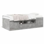 Casa si Gradina - Mobilier - Paturi si accesorii - Paturi - Cadru pat de zi cu sertare gri beton 90x200 cm lemn prelucrat - Infinity.ro