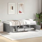 Casa si Gradina - Mobilier - Paturi si accesorii - Paturi - Cadru pat de zi cu sertare gri beton 90x200 cm lemn prelucrat - Infinity.ro