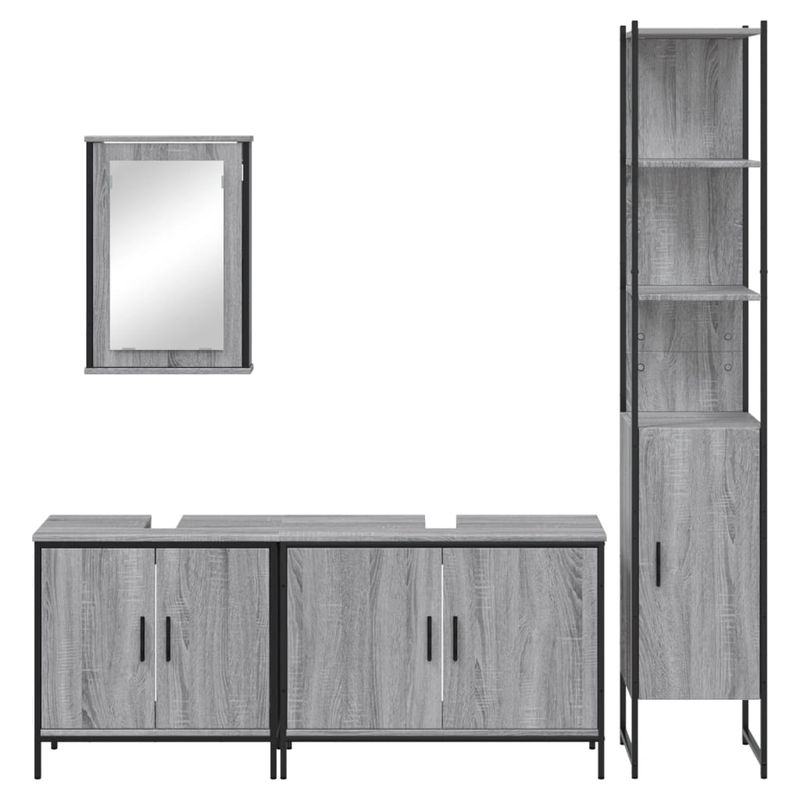 Casa si Gradina - Mobilier - Seturi de mobilier - Seturi baie - Set mobilier de baie, 4 piese, gri sonoma, lemn prelucrat - Infinity.ro