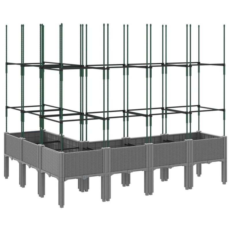 Casa si Gradina - Gradinarit si plante - Plante si ghivece - Ghivece si suporturi - Jardiniera de gradina cu spalier gri deschis 160x120x142,5cm PP - Infinity.ro