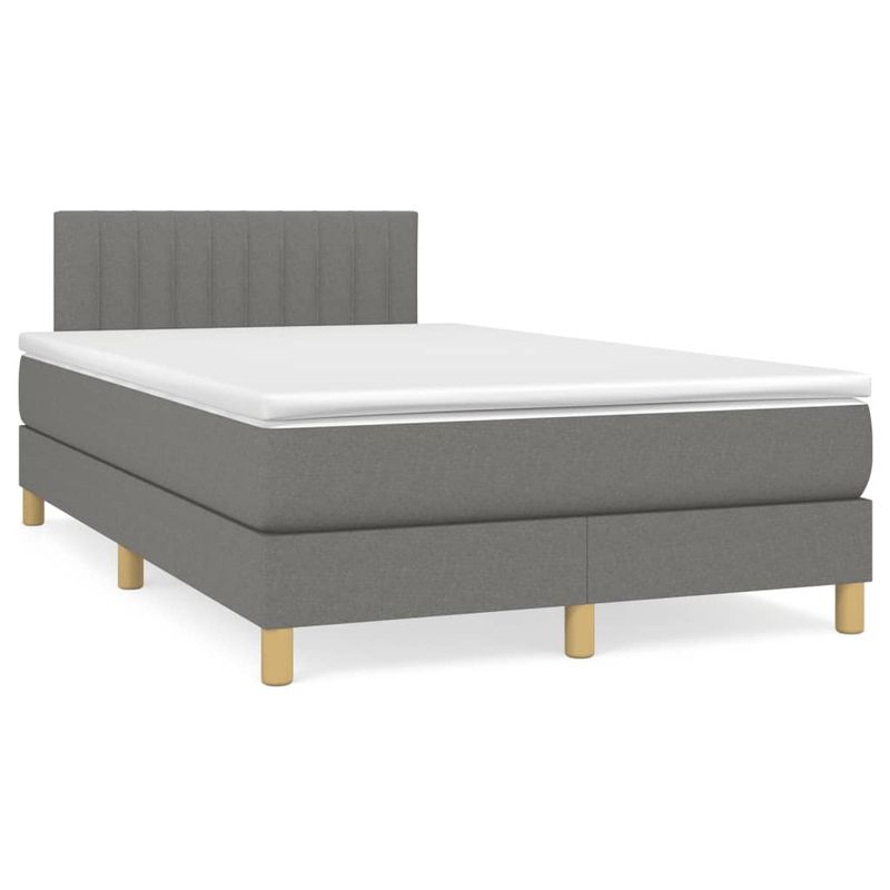 Casa si Gradina - Mobilier - Paturi si accesorii - Paturi - Pat box spring cu saltea, gri inchis, 120x190 cm, textil - Infinity.ro